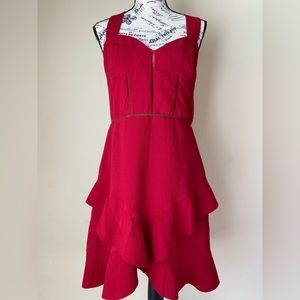 NWT BARDOT Red Tiered Ruffle Dress Size 10/L Org $119